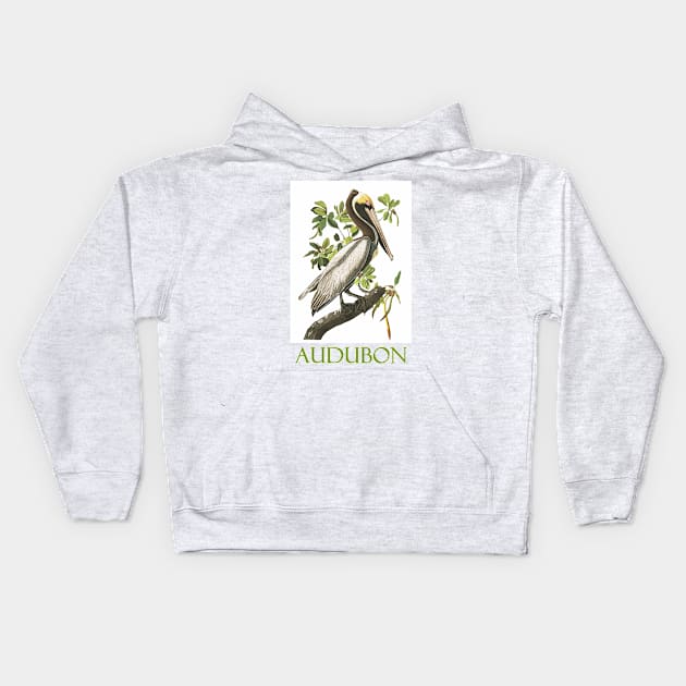 Brown Pelican by John James Audubon Kids Hoodie by Naves